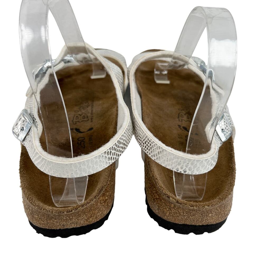 Birki's Sandals Silver White Adjustable Buckles L8M6 - Picture 7 of 9